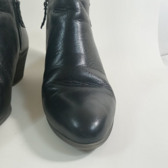 Frye Women's Judith Black Leather Ankle Booties Side Zippers Block Heel Size 8.5 - Picture 11 of 16